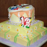 Painting Daisies Made for an 18th birthday gilr who is an artist at heart. The paint palette is a shaped sugarcookie covered with fondant. Paints are royal...