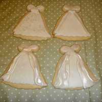 Wedding Dresses sugar cookies with fondant and luster dust.