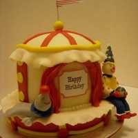 Circus Birthday Cake yellow cake decorated with fondant and made for co-worker's birthday