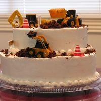 Tractors Construction themed birthday cake.