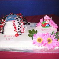 Combination Birthday Cake 1 Of 2 Buttercream frosting and edible screens. Done for my 13 year old son's birthday and my 4 year old daughters birthday. Feedback...