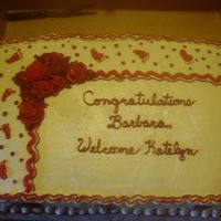 Red And White Baby Shower Cake Half sheet banana split cake for Barbara and Katelyn.. Banana nut cake torted and filled with strawberry, chocolate fudge, and pineapple...