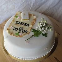 A Cake To A Girl At Her First Communion Gum paste decorations. Filled with raspberry jam and lime mousse.