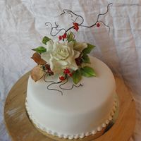 Birthday Cake For My Son... ;-) Flowers include tulips, rosehips and Celastrus twigs.