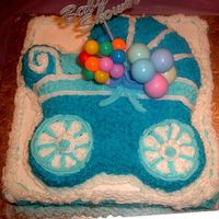Blue Stroller Shower Cake This is a Stroller cake on top of a 10" Square cake.