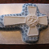 1St Communion Cake For A Friend marble cake, buttercream icing with a fondant cross.