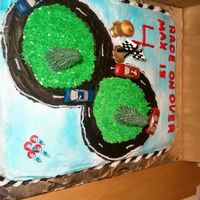 60790062.jpg I made this cake for my son's birthday. I used race car candles.