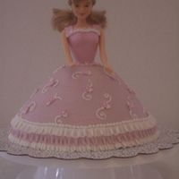 Doll Cake Wonder mold pan, iced in buttercream, fondant bodice and fondant flowers.