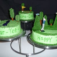 Golf Decorated with BC attached to pretzel rods and sugar cones for the trees.