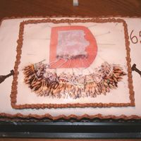 Bobbin Lace Cake - Mam's 65Th Birthday Plain vanilla cake with buttercreme. Picture is printed on candy paper - with her own work on it. Other decoration is made from gingerbread...