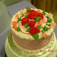 Mother's Day Cake With Roses This is from my cake decorating class. My first time to do roses. Still needs some work.