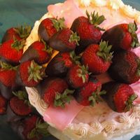 This Is The Top View Of The Triple Layer Strawberry Cake 