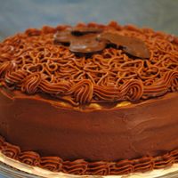 Triple Layer Chocolate Cake With Sweet Cream Filling This is for my mother in laws 75 b-day party.