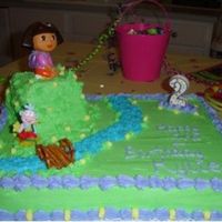 Dora The Explorer Birthday Cake This was done for my daughter's 2nd birthday. I used twinkies to build the hill and pretzels to build the bridge. Thanks for looking...