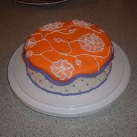 First Fondant Cake This was my first fondant cake, it was really fun to do but not so great on the taste, i used premade from Wilton. Brush embriodery on the...