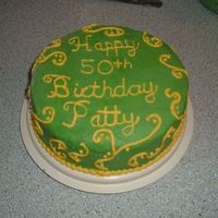 Happy 50Th Patty! This is my second cake, not great, but it was really fun! I was trying to make gold, but it just turned out yellow, if you have any easy...
