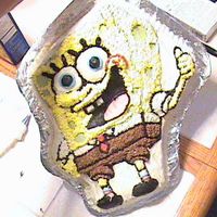 Spongebob My first cake ever! After this cake I had a plan to be come a professional cake decorator. Its a marbled cake with vanilla buttercream.