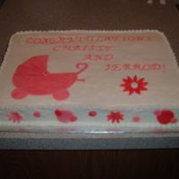 Congrats Chrissy And Jerrod This is a baby shower cake for my sister, its a chocolate cake with vanilla buttercream and fondant accents..(i attempted to use the pearl...