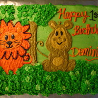 Safari Friend's 1St Birthday Cake I made this cake for a friend's son's 1st birthday. It was a safari themed birthday party! It was a white cake with BC icing. I...
