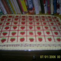 Strawberry Sheet Cake This is the sheet cake that went with the strawberry shortcake doll I made.