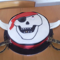 Skull And Crossbones Birthday Cake Yet another pirate themed cake for my son!
