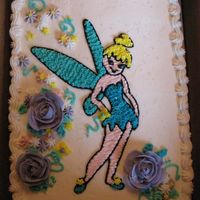 Tinkerbell Birthday Cake 9x13 white cake, all bc icing. Tinkerbell image (freehand)...searched MANY cake sites for a picture that I could attempt freehand....turned...