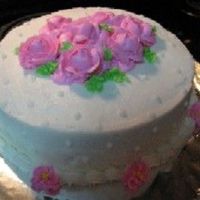 Wilton Rose Class Cake My rose cake from class, roses started drooping, but the cake was delish! 8 inch torted french vanilla with a super vanilla bc...roses are...