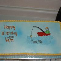 Vernon's 70Th Birthday Cake this is a cake I did for my grandfathers 70th birthday. I put 2 10" square cakes together & iced. I outlined with a tip #1 in...