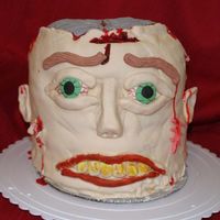 Zombie Head This was a HUGE cake - 5 10" rounds stacked. All decor is MMF.