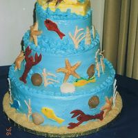 Birthday Cake BC Frosting, melted chocolate and MMF accents, boat is styrofoam covered in MMF.