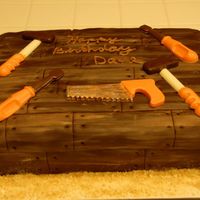 Wood Grain Birthday Chocoate fondant with chocolate tools; Nilla Wafers sawdust