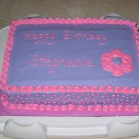 Birthday Cake For My Niece White cake..one layer pink, one layer lavender...pineapple filling...whipped cream buttercream frosting....She wanted something girly and...