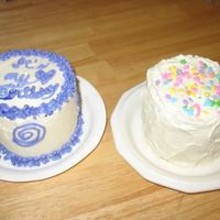Birthday Cakes For Me! I bought the Wilton Mini Tasty-Fill pans. I made Vanilla - Cardamom batter, filled the hole inside with some buttercream flavored with...