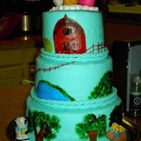 Farm Baby Shower Fondant covered. Painted with liquid color. Animals molded from 50/50. This was such a fun cake to do!