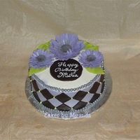 Purple And Black Checks With Gumpaste Gerberas 