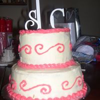 Monogram Bridal Shower Cake This was made for my sister in law.. it is their wedding colors and monogram! She loved it!