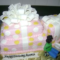 Birthday Presents Butter cream with FondantThe little girl loves her Wii game and soccer ball (all made out of Fondant)