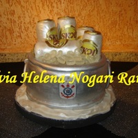 Bucket With Beer Cans Chocolate cake fiiled with dark and white ganash