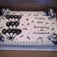 Over The Hill Balloons This cake was inspired by CAKESHERWAY. It's a 12x18. The balloons and writing are chocolate transfers.