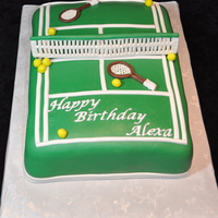 Tennis Court Cake 9 x 13 sheet cake -- this was a rush job for a friend--I just wish I had more time to spend on the net...