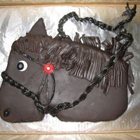 Horse Cake Covered with chocolate fondant.