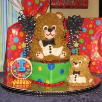 Bear Cake This was for my sons first birthday. The little one in front is his smash cake. It was perfect I think the smash cake was his favorite part...