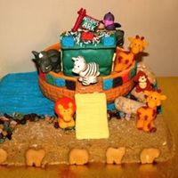 Noah's Ark 3D Cake Everything in this picture is edible except the animals. I was trying to make my own animals but I just didn't have enough time. Ark...
