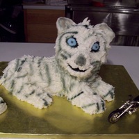 White Tiger Made from rice krispie treats - using standup lamb pan and covered BC