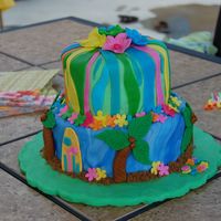 Luau Theme Birthday This was a fun and colorful cake to make. There was a flamingo and a macaw on the other side of the cake. The accessories are fondant and...