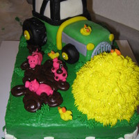 John Deere Cake I got the idea for this cake from someone on this website, I love the way she did her little piggies and chickens and I just had to...