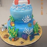 Murder On The Open Sea Ice cream cake for a murder mystery birthday party for young teens.