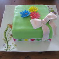 Simple Birthday Cake 6" square flower cake - flowers were colored to represent three beautiful dancers and the colors of their costumes. This cake was...