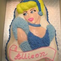 Cindrella chocolate cake with BC icing and fondant for the face