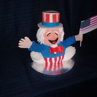 Uncle Sam The idea was from a Wilton book. I don't remember what year.Fun dessert for the 4Th of July.